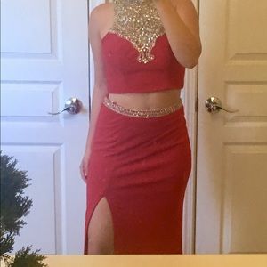 2-piece beaded prom dress